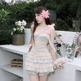 Cinnabun Angel Mint Candy Floral Mini Dress