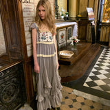 UNOSA Lavender Veil Layered Panel Chiffon Dress