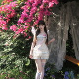 Cinnabun Angel Mint Candy Floral Mini Dress