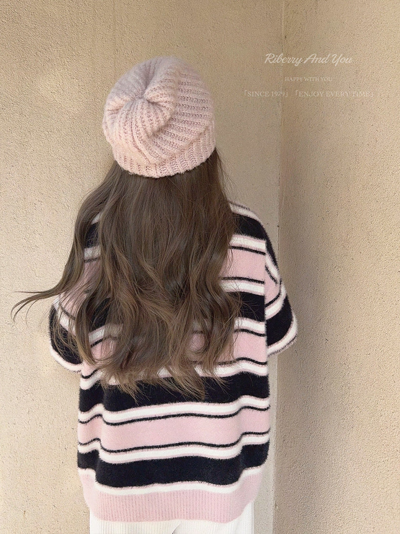 Get trendy with Blackpink faux fur polo oversized sweater - Sweater available at Peiliee Shop. Grab yours for $25.50 today!