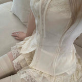 KittenClaw Vintage Lace Cross 100% Cotton Top