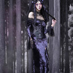 Get trendy with [Blood Supply]Moon Goddess Off-Shoulder Velvet Halloween Long Dress - Clothing available at Peiliee Shop. Grab yours for $56 today!
