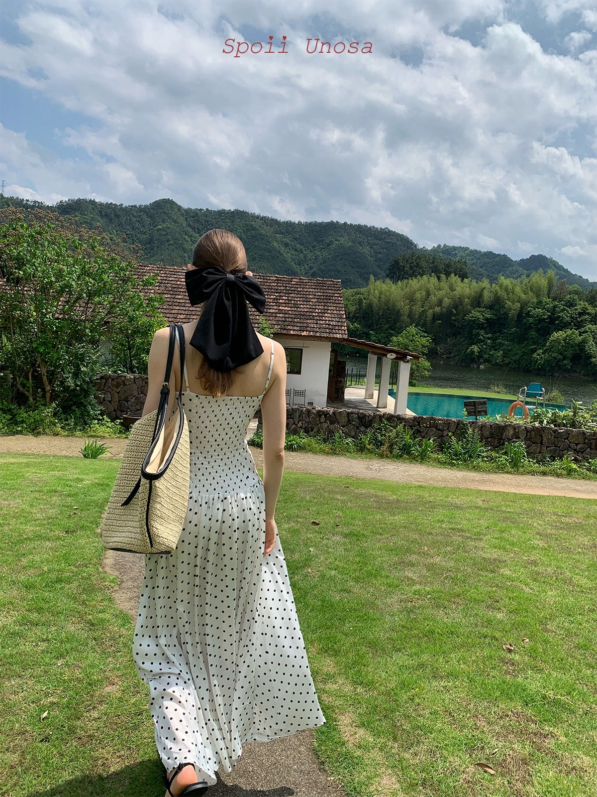 Get trendy with [SPOII UNOSA] Fleur De Saint Tropez Polka Dress MIDI Dress Gown -  available at Peiliee Shop. Grab yours for $78 today!