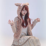 Get trendy with [Rose Island] Fairy Spirit Deer In Flower Field Faux Fur Hoodie with Zipper -  available at Peiliee Shop. Grab yours for $69 today!