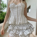 Get trendy with [SPOII UNOSA] Pearl Elegance Polka Mini Skirt -  available at Peiliee Shop. Grab yours for $55 today!