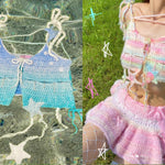 Get trendy with [Customized Hand Knitted] Sea Kissed Mermaid Knitting Crop Top -  available at Peiliee Shop. Grab yours for $59 today!