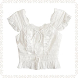 Pacific Position Freesia Memoir Antique Doll Coquette Core Linen Top and Skirt Set