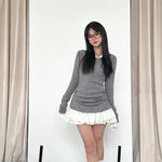 Get trendy with [Customizable] Long sleeves version - High school sweetheart 2 in 1 cotton mini dress -  available at Peiliee Shop. Grab yours for $49 today!