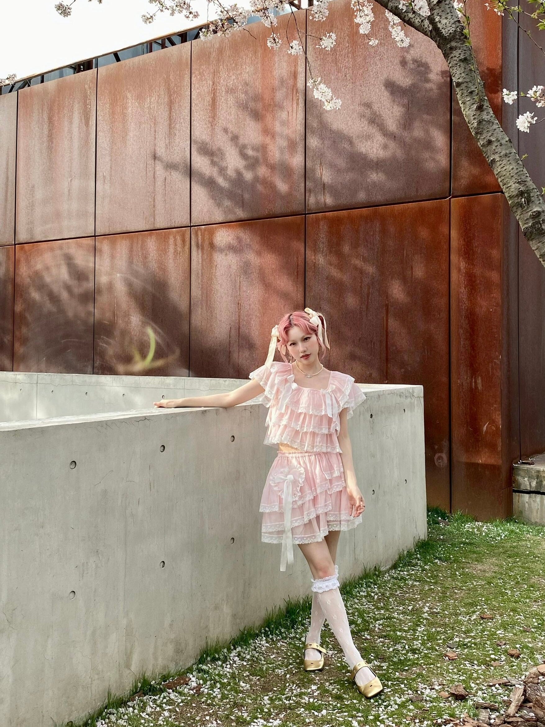 Get trendy with [August Unicorn] The blooming dream crop top and skirt set - Dresses available at Peiliee Shop. Grab yours for $68 today!