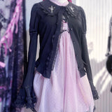 Evil Tooth Rosy Cross Embroidered Gothic Blouse