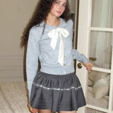 MineBeThyVers Winter Wonderland Ribbon Wool Blended Cardigan Sweater