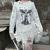 Get trendy with [Blood Supply] Madhouse Distressed Sweatshirt - Shirts & Tops available at Peiliee Shop. Grab yours for $42 today!