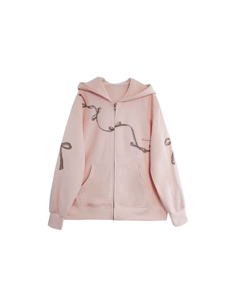 Get trendy with Sic Astra Soft Baby Pink Ribbon Hoodie Skirt Set - Accessories available at Peiliee Shop. Grab yours for $38 today!