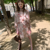 SPOII UNOSA Island Romance Linen Blend Leopard Floral Cape Dress