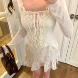Get trendy with Bunny Land Floral Mini Dress Wool Cardigan Set - Clothing available at Peiliee Shop. Grab yours for $34 today!