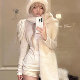 KittenClaw Soft Mist Furry Cat Kitty Ear Hood Scarf