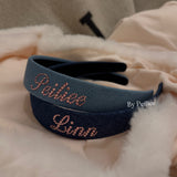 Custom Name Sugar Denim Babydoll Hairband Handmade Gift