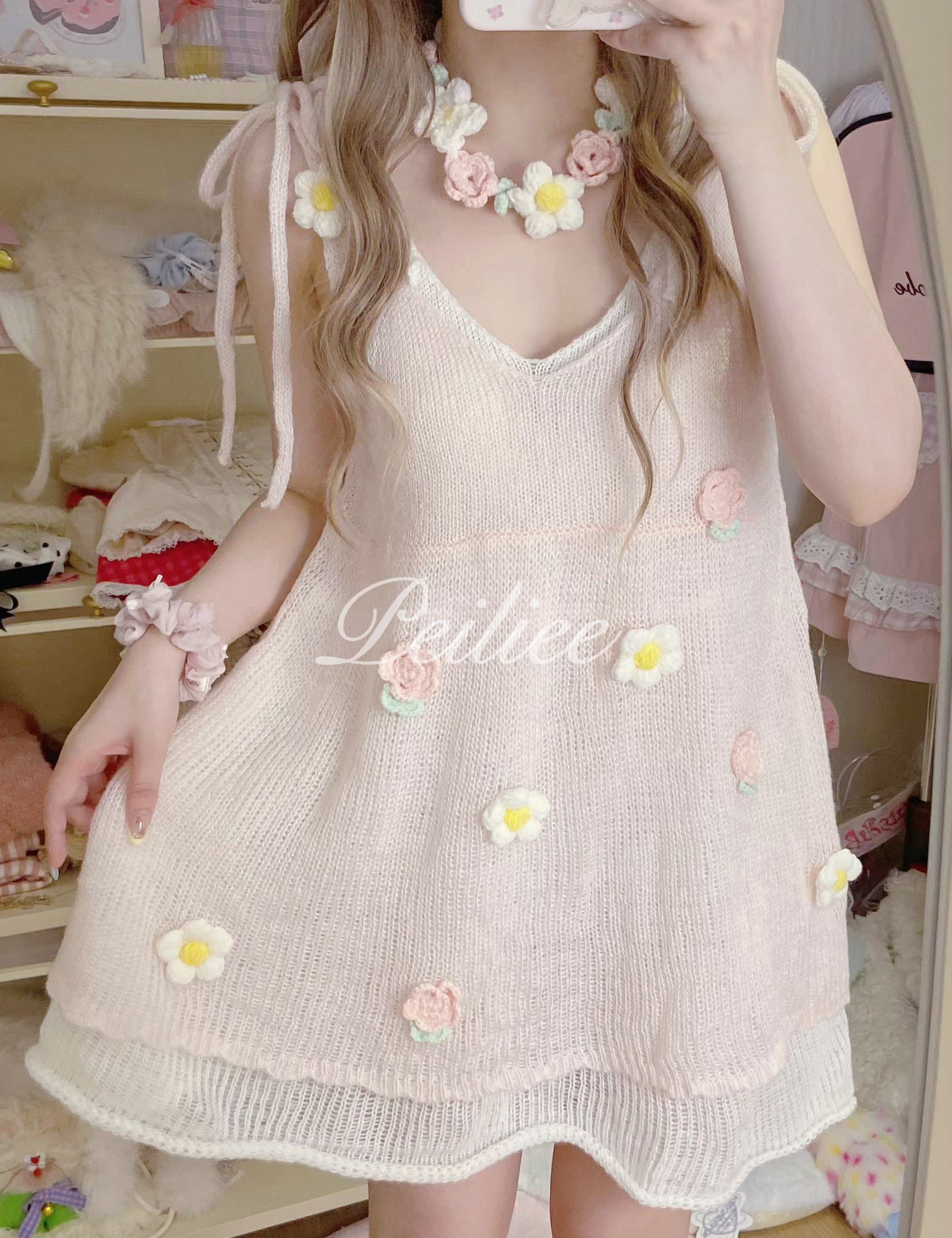 Get trendy with Forest Nymph Floral knitted mini dress - Sweater available at Peiliee Shop. Grab yours for $19.90 today!