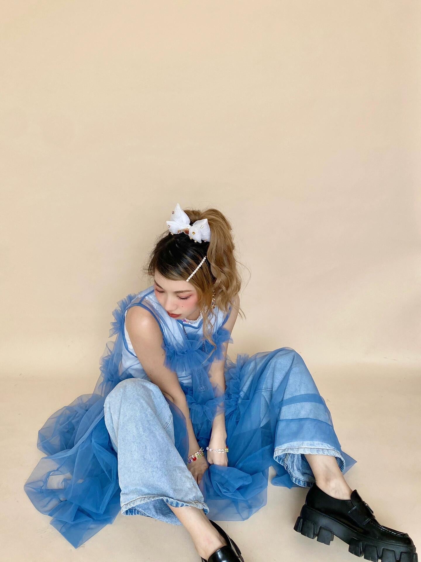 Get trendy with [August Unicorn] Klein Blue Dreamy Outer Dress - Dresses available at Peiliee Shop. Grab yours for $62 today!