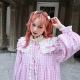 [August Unicorn] The Girl Gingham Babydoll Thin Coat