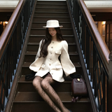 Sheepkiss Paris Lady Diamond Button White Coat