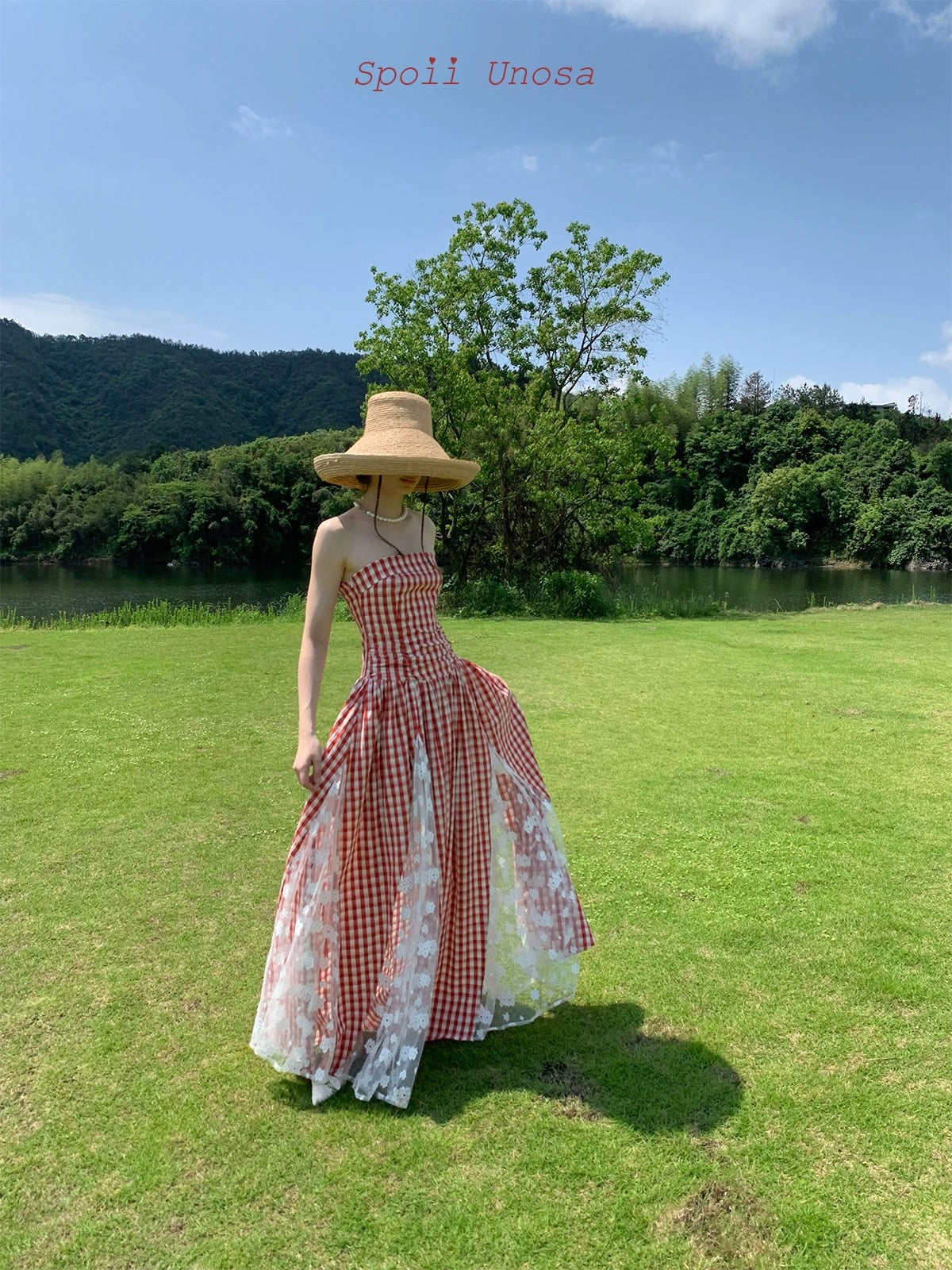 Get trendy with [SPOII UNOSA] Garden Dress Gingham Midi Dress Gown -  available at Peiliee Shop. Grab yours for $72 today!