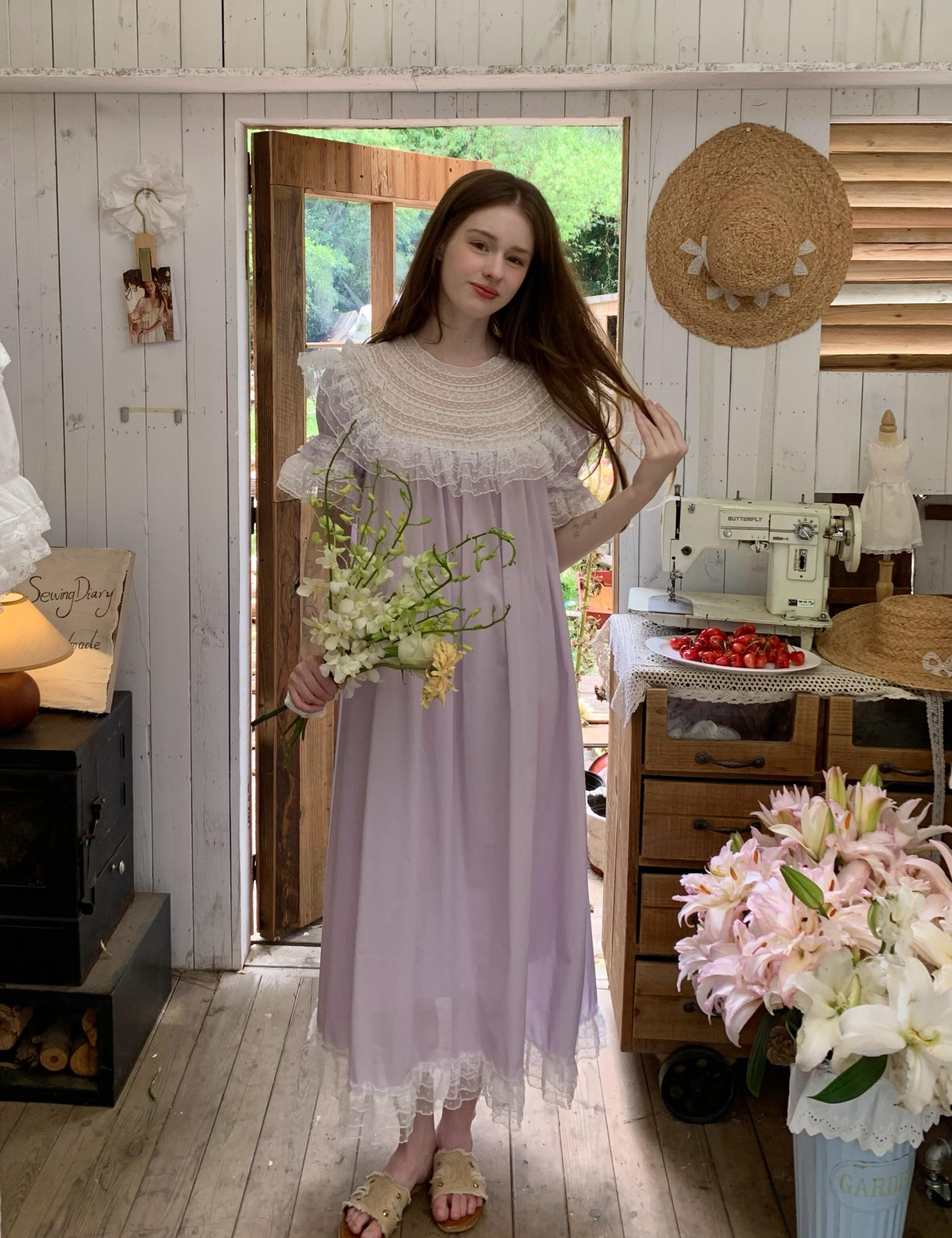 Customized Sewing Diary Handmade Lavender Moon Cotton Dress