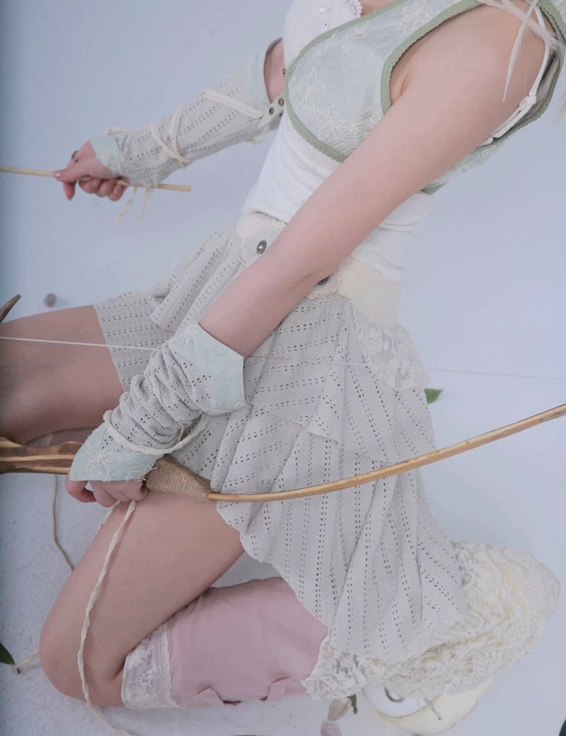 Get trendy with Rose Island AW24 Elf Guardian - Assassin Girl Mini Skirt with knife pocket - Skirt available at Peiliee Shop. Grab yours for $38.60 today!