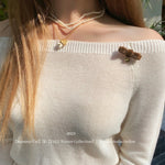 Get trendy with [Mummy Cat] Butterfly Bow Off-Shoulder Sweater -  available at Peiliee Shop. Grab yours for $50.50 today!