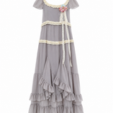UNOSA Lavender Veil Layered Panel Chiffon Dress