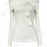 Get trendy with [Rose Island] The White Romance Wool-blend Sweater -  available at Peiliee Shop. Grab yours for $60 today!