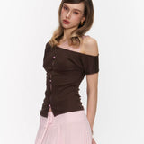 34ounce Rose Whisper Lace Off-shoulder Crop Top