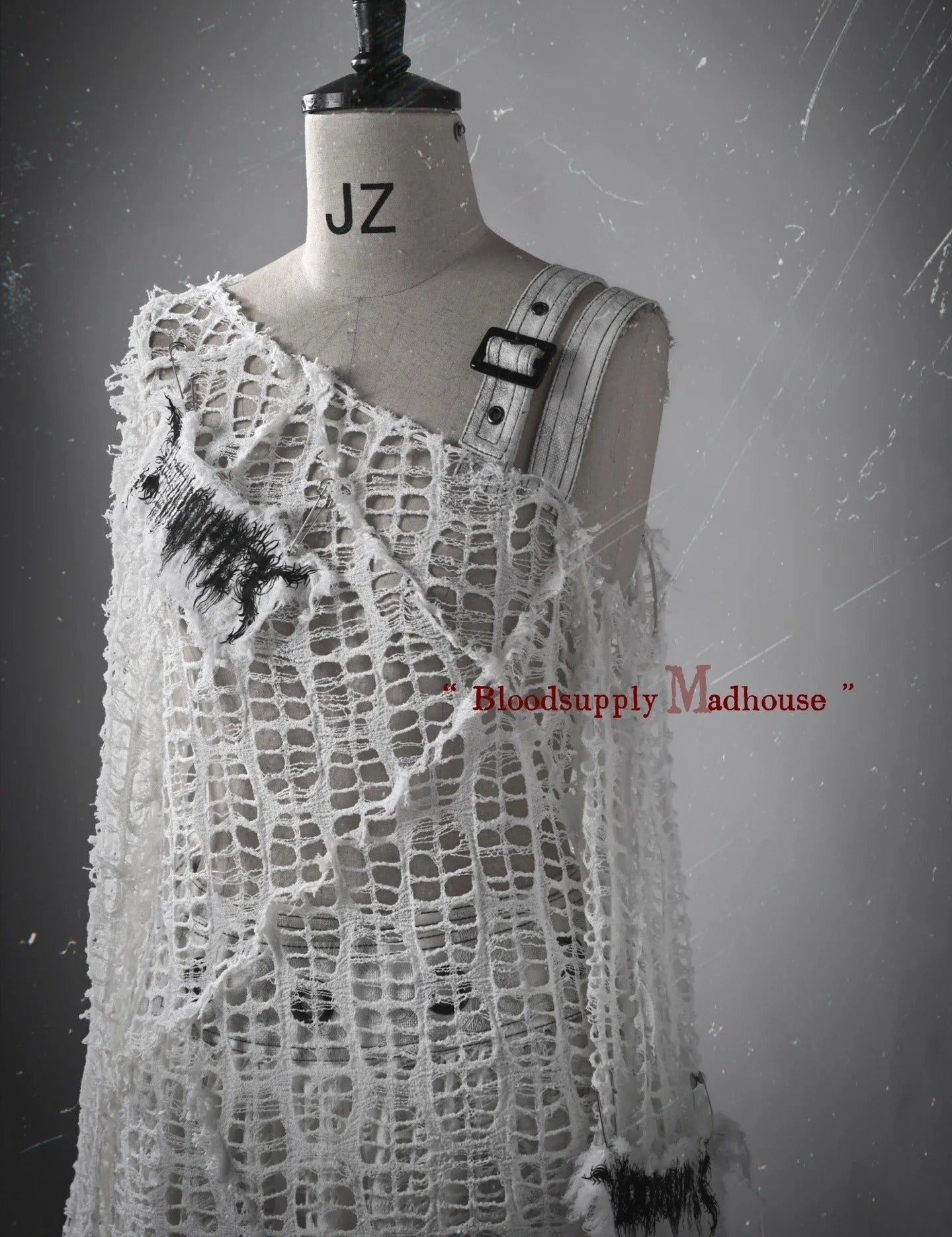 Get trendy with [Blood Supply] Madhouse Distressed Knit Off Shoulder Top - Shirts & Tops available at Peiliee Shop. Grab yours for $35 today!