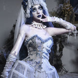 Get trendy with [Blood Supply] Corpse Bride Halloween Gothic Corset Top with petticoats - Crop Top available at Peiliee Shop. Grab yours for $49.90 today!