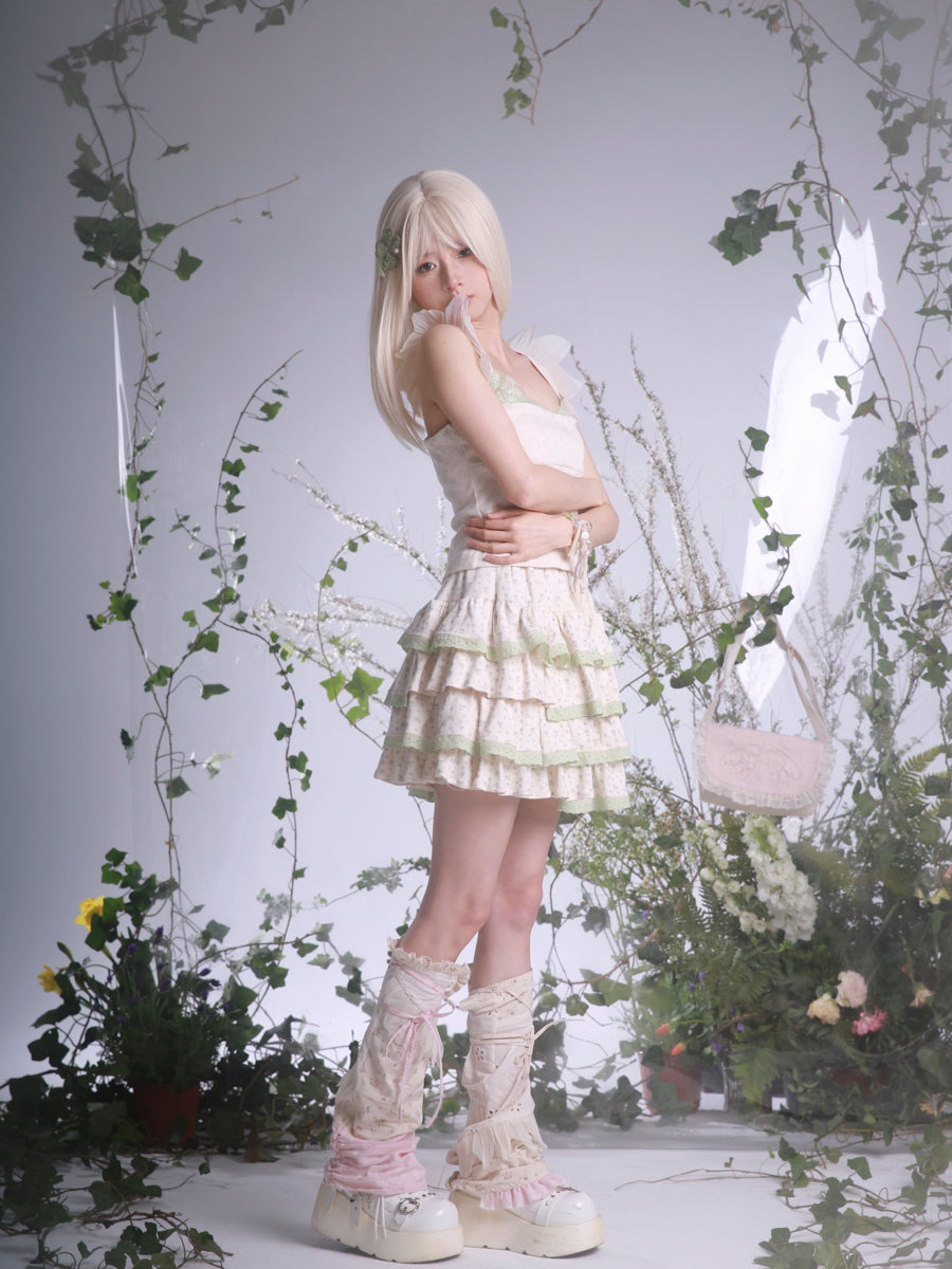 Get trendy with [Rose Island] Lil Spring Tinker Bell Crop Top Skirt Set - Dress available at Peiliee Shop. Grab yours for $29 today!