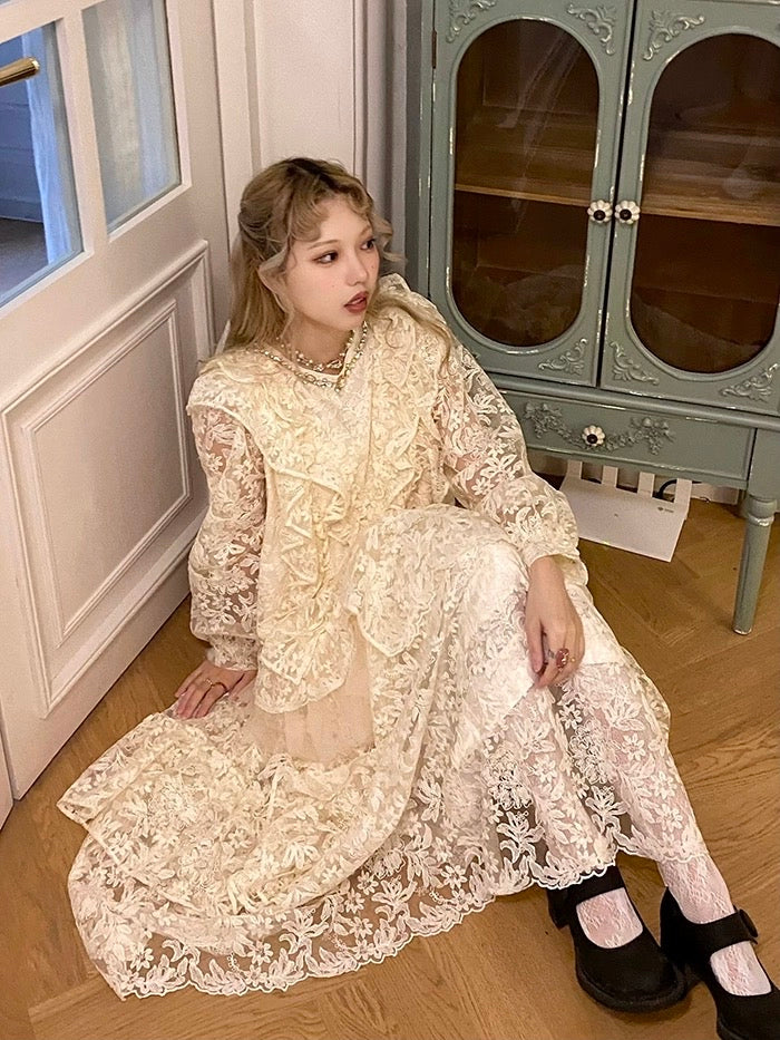 Get trendy with [August Unicorn] Exquisite Heavy Lace Embroidered Dress - Dresses available at Peiliee Shop. Grab yours for $197 today!