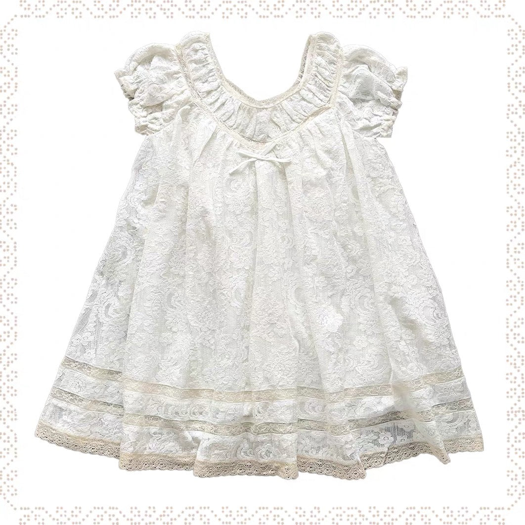 PacificPosition Sunday in Provence Vintage Lace Cotton Babydoll Dress
