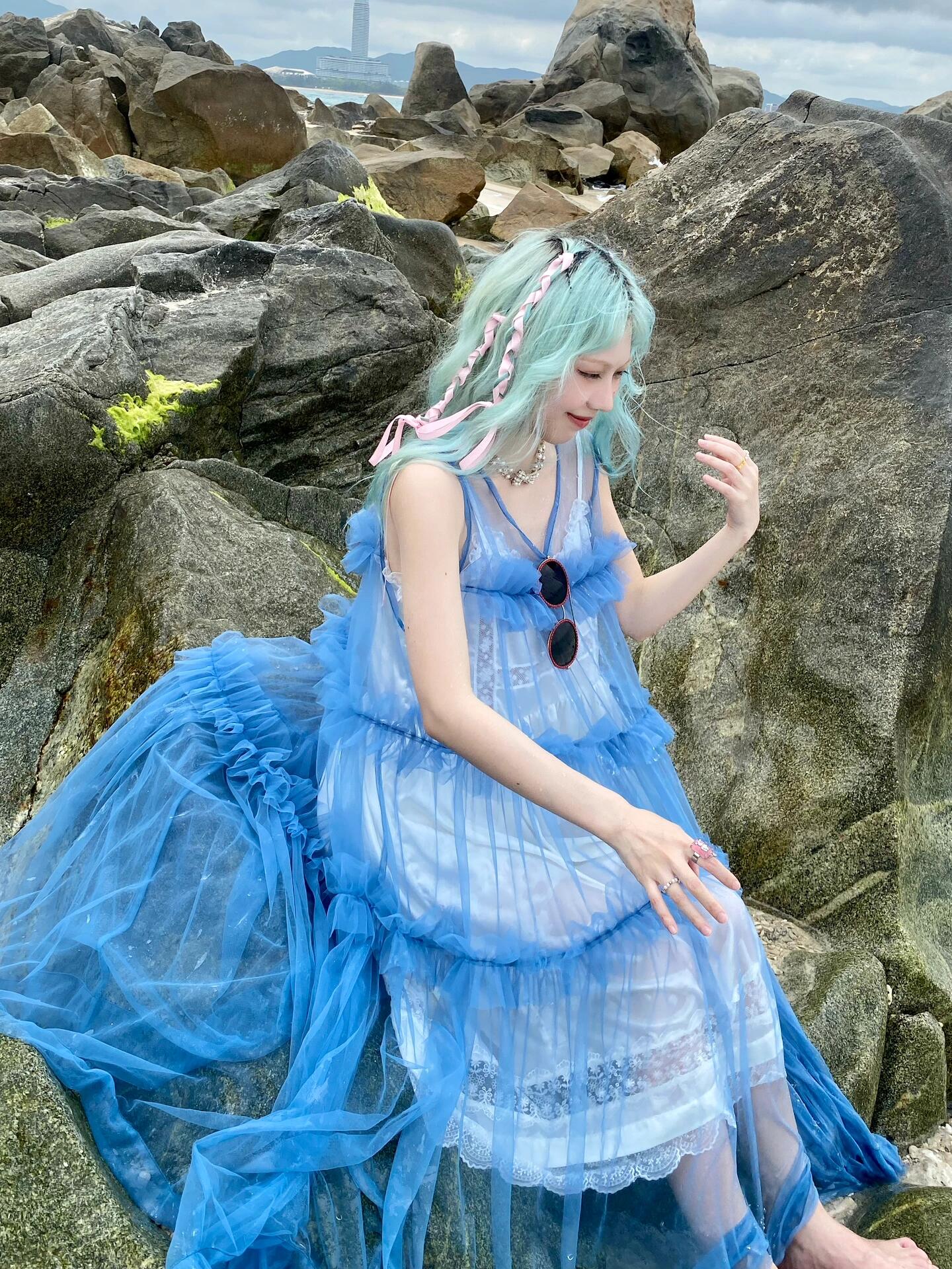 Get trendy with [August Unicorn] Klein Blue Dreamy Outer Dress - Dresses available at Peiliee Shop. Grab yours for $62 today!