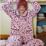 Sleepy Fairy Coral Fleece Leopard Bow Pajama Set