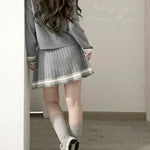 Get trendy with School days wool blended knitting cardigan skirt set - Sweater available at Peiliee Shop. Grab yours for $19.90 today!