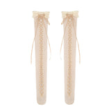 [Blood Supply] Venus Lace-up Sheer Over Knee stockings