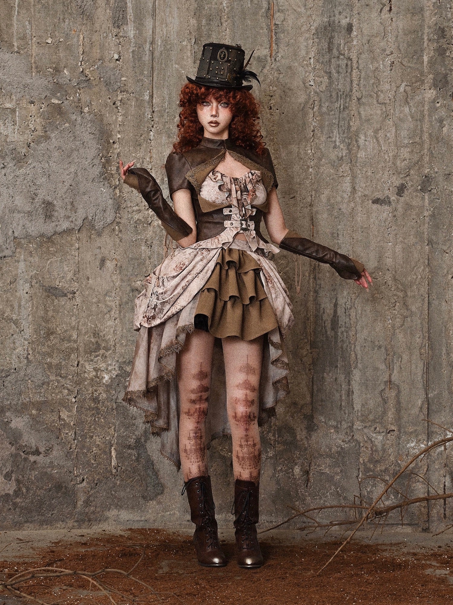 Get trendy with [Blood Supply] Dragon Era steampunk short Cake mini Skirt - Skirt available at Peiliee Shop. Grab yours for $55 today!
