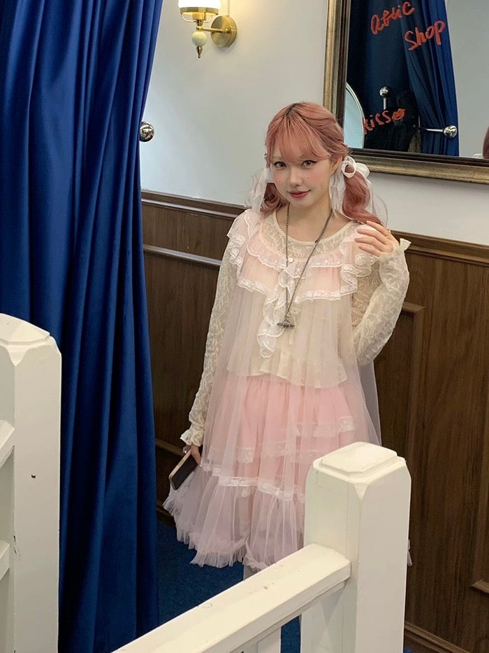 Get trendy with [August Unicorn] Rose romance transparent outer dress - Dresses available at Peiliee Shop. Grab yours for $75 today!