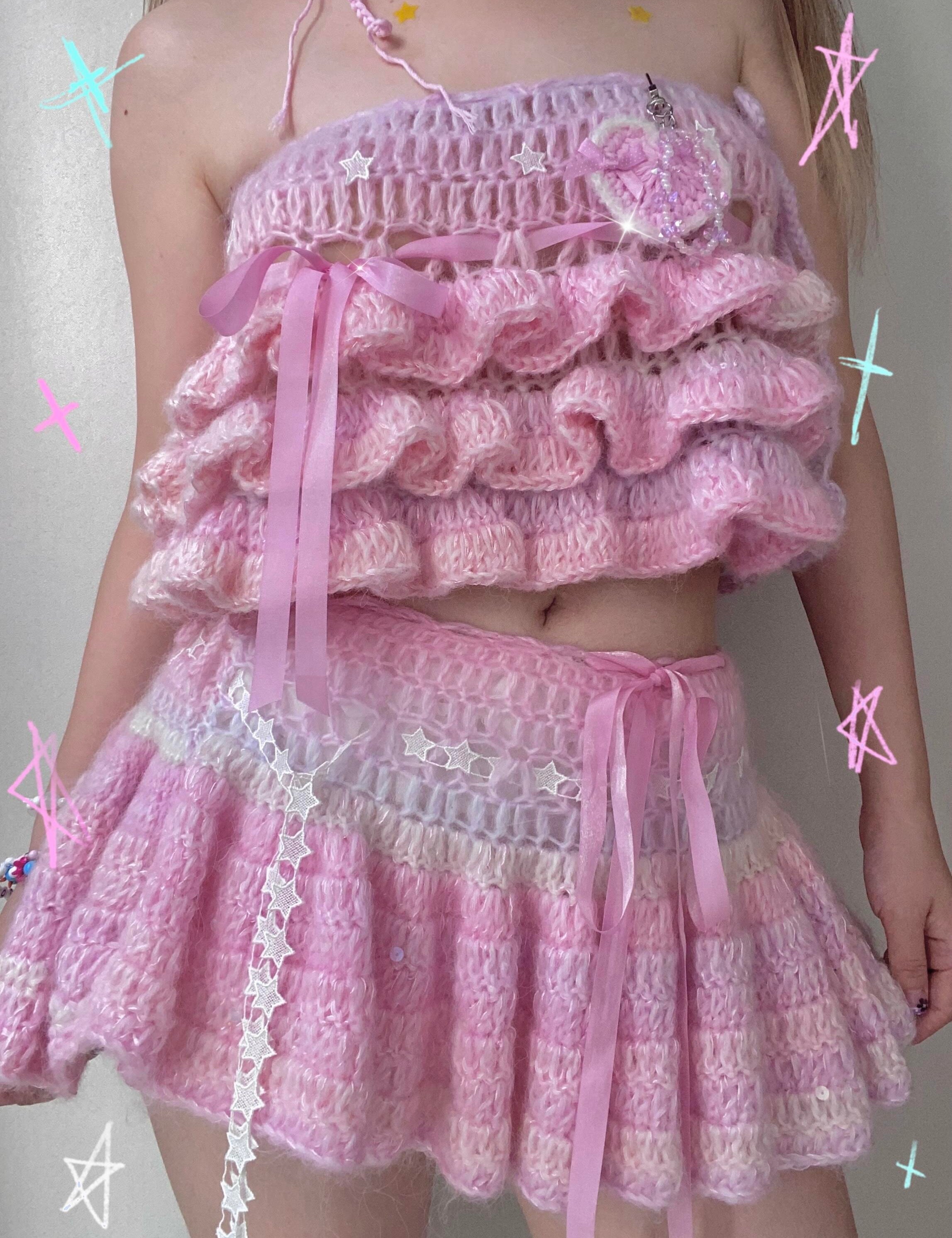 Get trendy with [Customized Hand Knitted] I’m the real doll hand knitted skirt or crop top -  available at Peiliee Shop. Grab yours for $76 today!