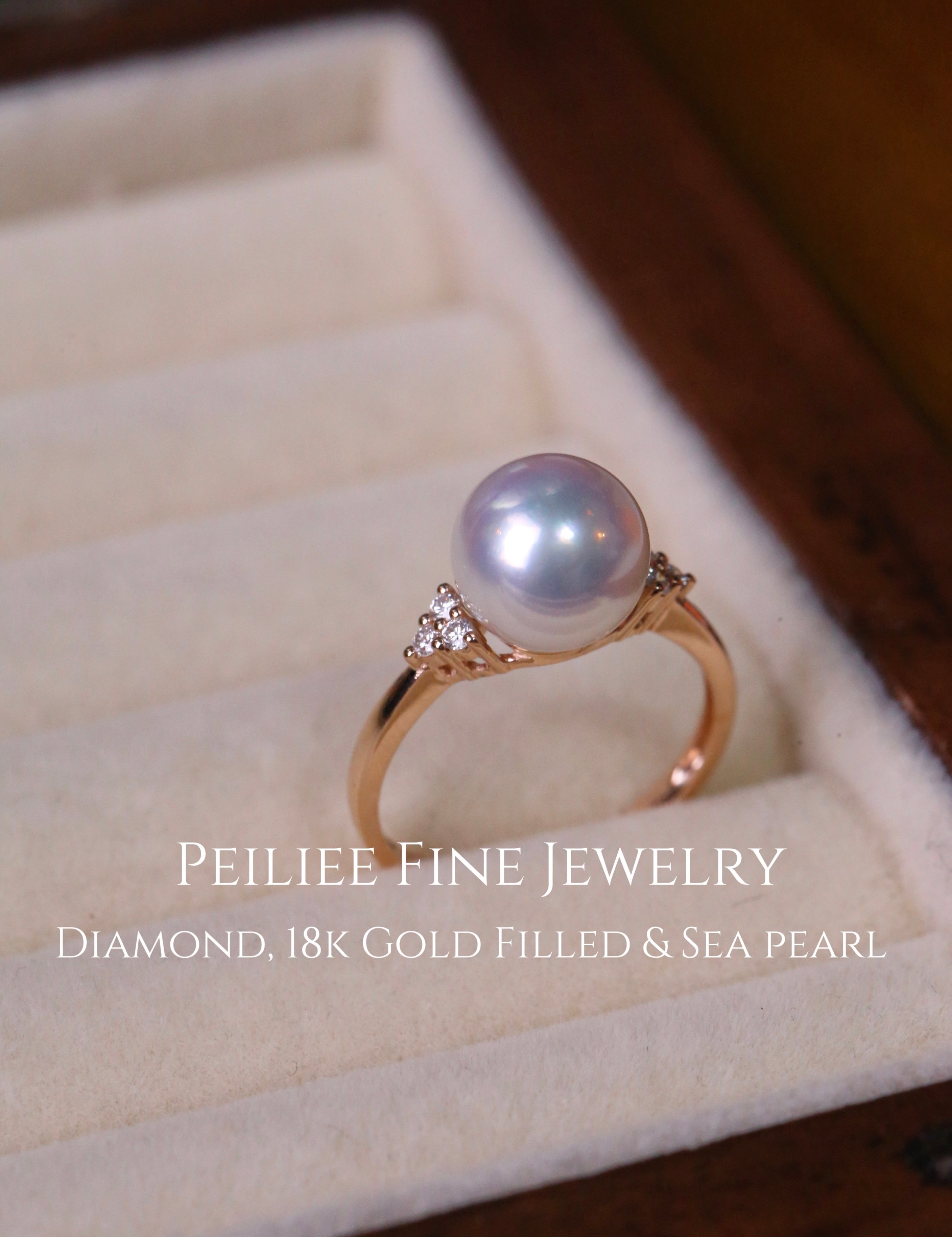 Get trendy with Diamonds Wave Of Elegance Akoya Sea Pearl 18k Gold Filled Ring -  available at Peiliee Shop. Grab yours for $560 today!