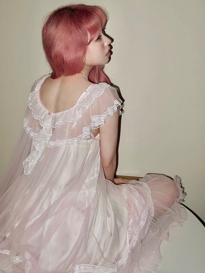 Get trendy with [August Unicorn] Rose romance transparent outer dress - Dresses available at Peiliee Shop. Grab yours for $75 today!