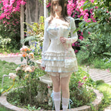 Cinnabun Angel Mint Candy Floral Mini Dress