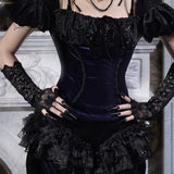 Blood Supply Moon Funeral Velvet Lament Puff-Sleeve Top