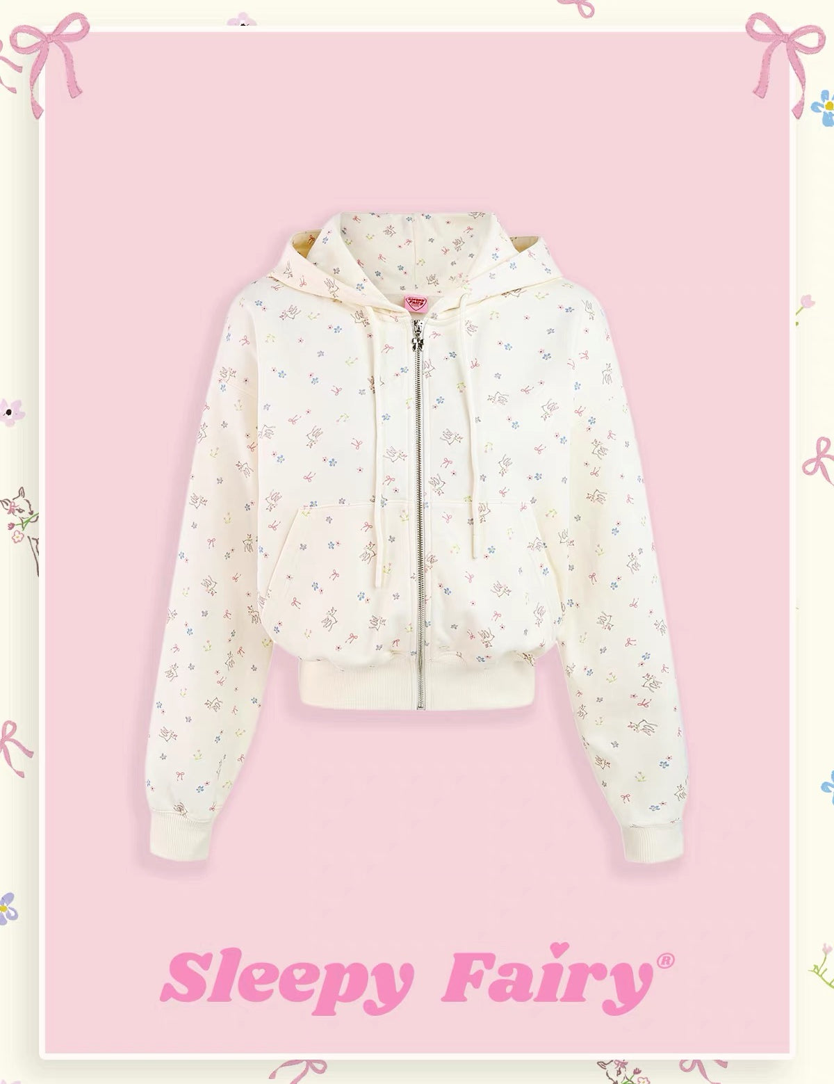 Sleepy Fairy Floral Deer Hoodie And Flare Pants Set