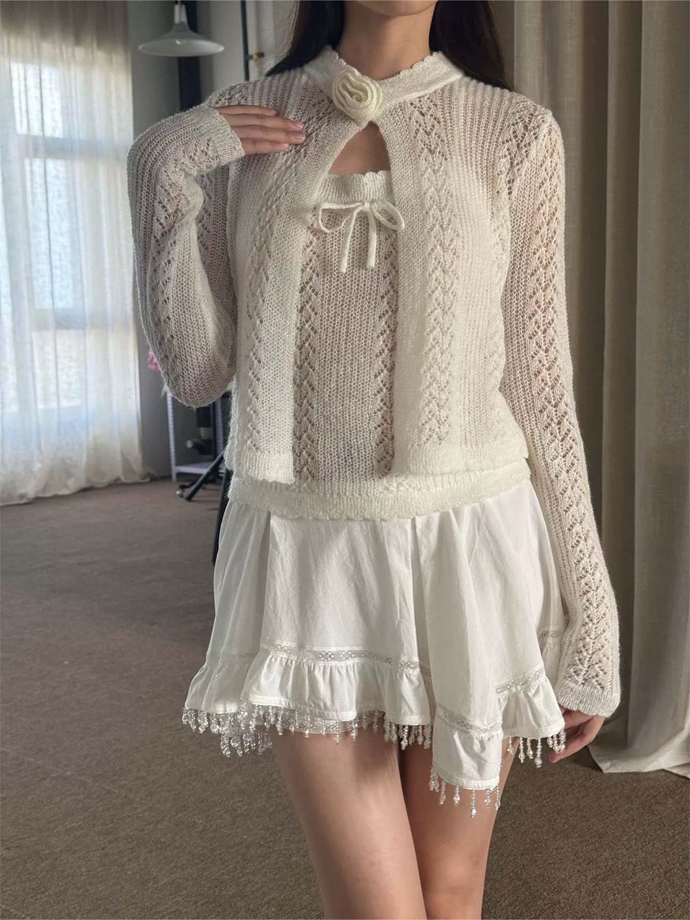 Get trendy with [Pacific Position] My Heart Is Full Of Dreams - Alpaca And Wool Sweater Set Christmas - Cardigan available at Peiliee Shop. Grab yours for $65 today!